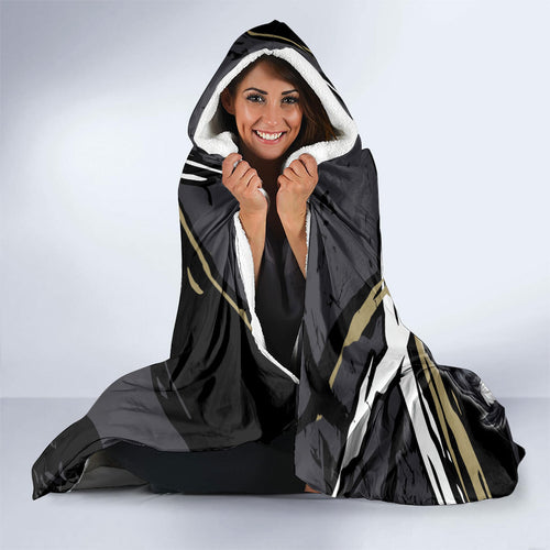 Collingwood Football Club Hooded Blanket Magpies Muscular Mascot Graphic - Abstract Paint Splatter Art