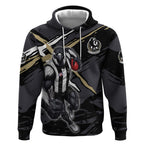 Collingwood Football Club Hoodie Magpies Muscular Mascot Graphic - Abstract Paint Splatter Art
