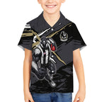 Collingwood Football Club Kid Hawaiian Shirt Magpies Muscular Mascot Graphic - Abstract Paint Splatter Art