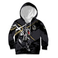 Collingwood Football Club Kid Hoodie Magpies Muscular Mascot Graphic - Abstract Paint Splatter Art