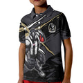 Collingwood Football Club Kid Polo Shirt Magpies Muscular Mascot Graphic - Abstract Paint Splatter Art