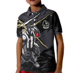 Collingwood Football Club Kid Polo Shirt Magpies Muscular Mascot Graphic - Abstract Paint Splatter Art