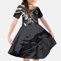 Collingwood Football Club Kid Short Sleeve Dress Magpies Muscular Mascot Graphic - Abstract Paint Splatter Art