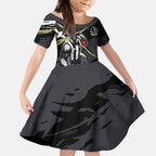 Collingwood Football Club Kid Short Sleeve Dress Magpies Muscular Mascot Graphic - Abstract Paint Splatter Art