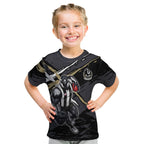 Collingwood Football Club Kid T Shirt Magpies Muscular Mascot Graphic - Abstract Paint Splatter Art