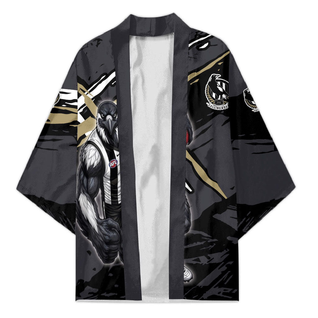 Collingwood Football Club Kimono Magpies Muscular Mascot Graphic - Abstract Paint Splatter Art