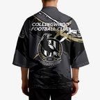 Collingwood Football Club Kimono Magpies Muscular Mascot Graphic - Abstract Paint Splatter Art
