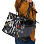 Collingwood Football Club Leather Tote Bag Magpies Muscular Mascot Graphic - Abstract Paint Splatter Art