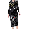 Collingwood Football Club Long Sleeve Bodycon Dress Magpies Muscular Mascot Graphic - Abstract Paint Splatter Art