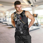 Collingwood Football Club Men Tank Top Magpies Muscular Mascot Graphic - Abstract Paint Splatter Art