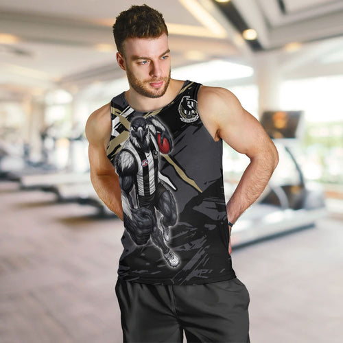 Collingwood Football Club Men Tank Top Magpies Muscular Mascot Graphic - Abstract Paint Splatter Art