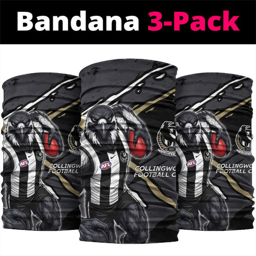 Collingwood Football Club Neck Gaiter Magpies Muscular Mascot Graphic - Abstract Paint Splatter Art