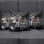 Collingwood Football Club Pillow Cover Magpies Muscular Mascot Graphic - Abstract Paint Splatter Art