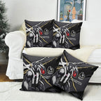 Collingwood Football Club Pillow Cover Magpies Muscular Mascot Graphic - Abstract Paint Splatter Art