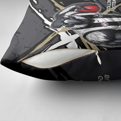 Collingwood Football Club Pillow Cover Magpies Muscular Mascot Graphic - Abstract Paint Splatter Art