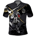 Collingwood Football Club Polo Shirt Magpies Muscular Mascot Graphic - Abstract Paint Splatter Art