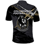 Collingwood Football Club Polo Shirt Magpies Muscular Mascot Graphic - Abstract Paint Splatter Art