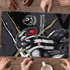 Collingwood Football Club Puzzle Magpies Muscular Mascot Graphic - Abstract Paint Splatter Art