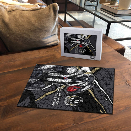 Collingwood Football Club Puzzle Magpies Muscular Mascot Graphic - Abstract Paint Splatter Art