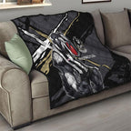 Collingwood Football Club Quilt Magpies Muscular Mascot Graphic - Abstract Paint Splatter Art