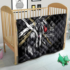 Collingwood Football Club Quilt Magpies Muscular Mascot Graphic - Abstract Paint Splatter Art