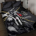 Collingwood Football Club Quilt Bed Set Magpies Muscular Mascot Graphic - Abstract Paint Splatter Art
