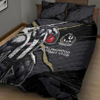 Collingwood Football Club Quilt Bed Set Magpies Muscular Mascot Graphic - Abstract Paint Splatter Art