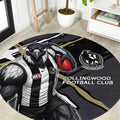 Collingwood Football Club Round Carpet Magpies Muscular Mascot Graphic - Abstract Paint Splatter Art