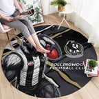Collingwood Football Club Round Carpet Magpies Muscular Mascot Graphic - Abstract Paint Splatter Art