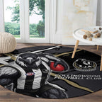 Collingwood Football Club Round Carpet Magpies Muscular Mascot Graphic - Abstract Paint Splatter Art