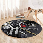 Collingwood Football Club Round Carpet Magpies Muscular Mascot Graphic - Abstract Paint Splatter Art