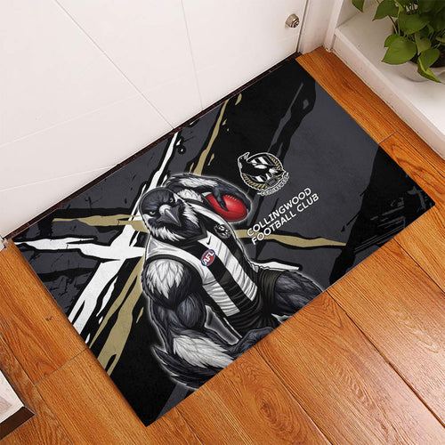 Collingwood Football Club Rubber Doormat Magpies Muscular Mascot Graphic - Abstract Paint Splatter Art
