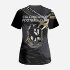 Collingwood Football Club Scrub Top Magpies Muscular Mascot Graphic - Abstract Paint Splatter Art