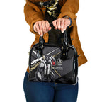Collingwood Football Club Shoulder Handbag Magpies Muscular Mascot Graphic - Abstract Paint Splatter Art