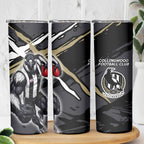 Collingwood Football Club Skinny Tumbler Magpies Muscular Mascot Graphic - Abstract Paint Splatter Art