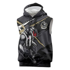 Collingwood Football Club Sleeveless Hoodie Magpies Muscular Mascot Graphic - Abstract Paint Splatter Art