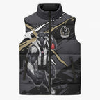 Collingwood Football Club Sleeveless Puffer Jacket Magpies Muscular Mascot Graphic - Abstract Paint Splatter Art