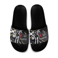 Collingwood Football Club Slide Sandals Magpies Muscular Mascot Graphic - Abstract Paint Splatter Art