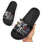 Collingwood Football Club Slide Sandals Magpies Muscular Mascot Graphic - Abstract Paint Splatter Art