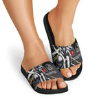 Collingwood Football Club Slide Sandals Magpies Muscular Mascot Graphic - Abstract Paint Splatter Art