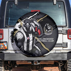 Collingwood Football Club Spare Tire Cover Magpies Muscular Mascot Graphic - Abstract Paint Splatter Art