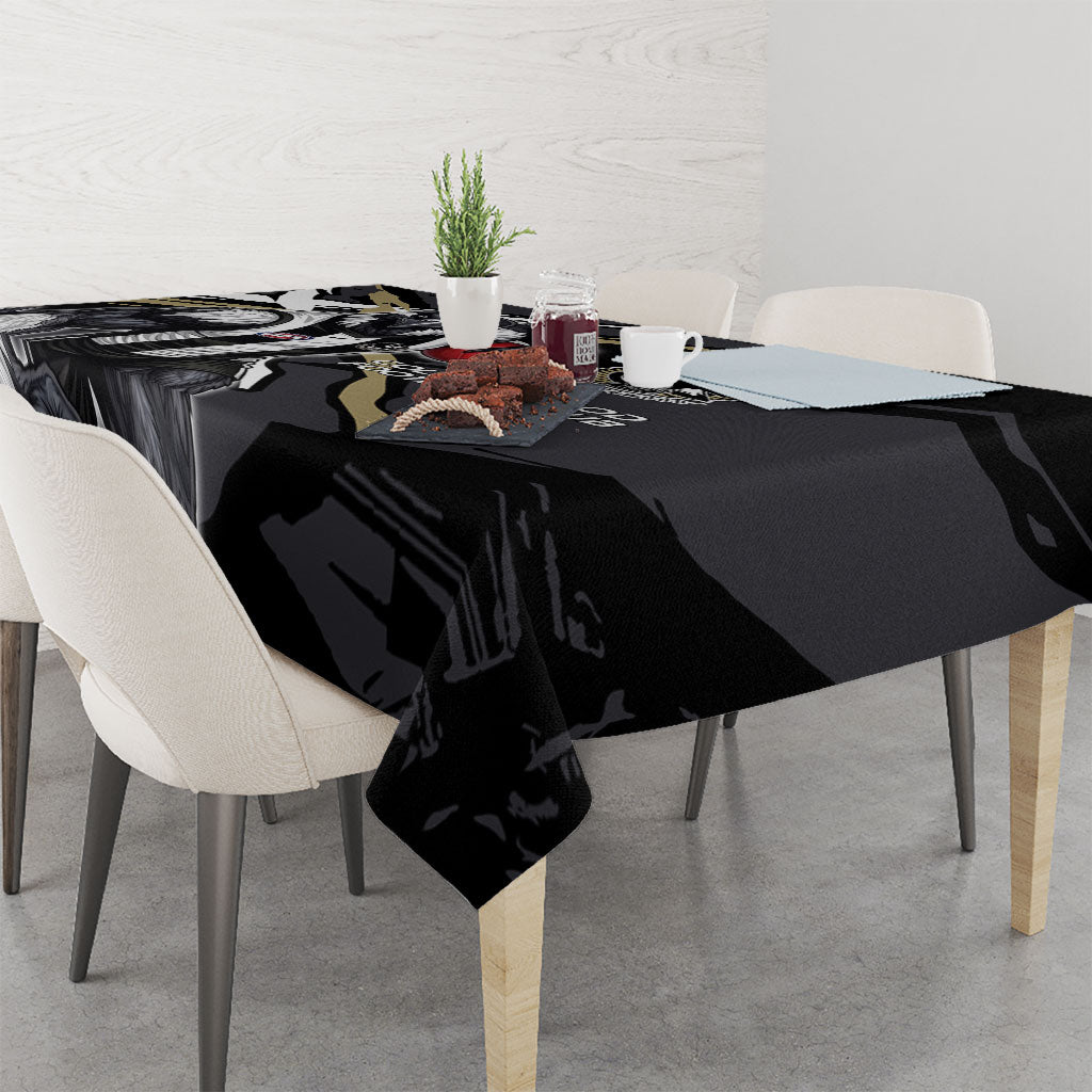Collingwood Football Club Tablecloth Magpies Muscular Mascot Graphic - Abstract Paint Splatter Art