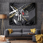 Collingwood Football Club Tapestry Magpies Muscular Mascot Graphic - Abstract Paint Splatter Art