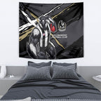 Collingwood Football Club Tapestry Magpies Muscular Mascot Graphic - Abstract Paint Splatter Art