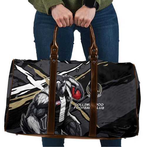 Collingwood Football Club Travel Bag Magpies Muscular Mascot Graphic - Abstract Paint Splatter Art