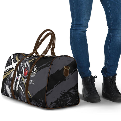 Collingwood Football Club Travel Bag Magpies Muscular Mascot Graphic - Abstract Paint Splatter Art