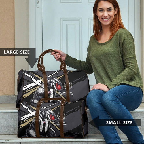 Collingwood Football Club Travel Bag Magpies Muscular Mascot Graphic - Abstract Paint Splatter Art