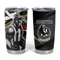 Collingwood Football Club Tumbler Cup Magpies Muscular Mascot Graphic - Abstract Paint Splatter Art