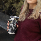 Collingwood Football Club Tumbler Cup Magpies Muscular Mascot Graphic - Abstract Paint Splatter Art