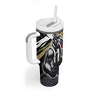 Collingwood Football Club Tumbler With Handle Magpies Muscular Mascot Graphic - Abstract Paint Splatter Art